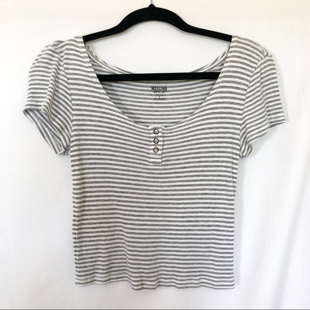 Mossimo Cropped Striped T-Shirt Size Small